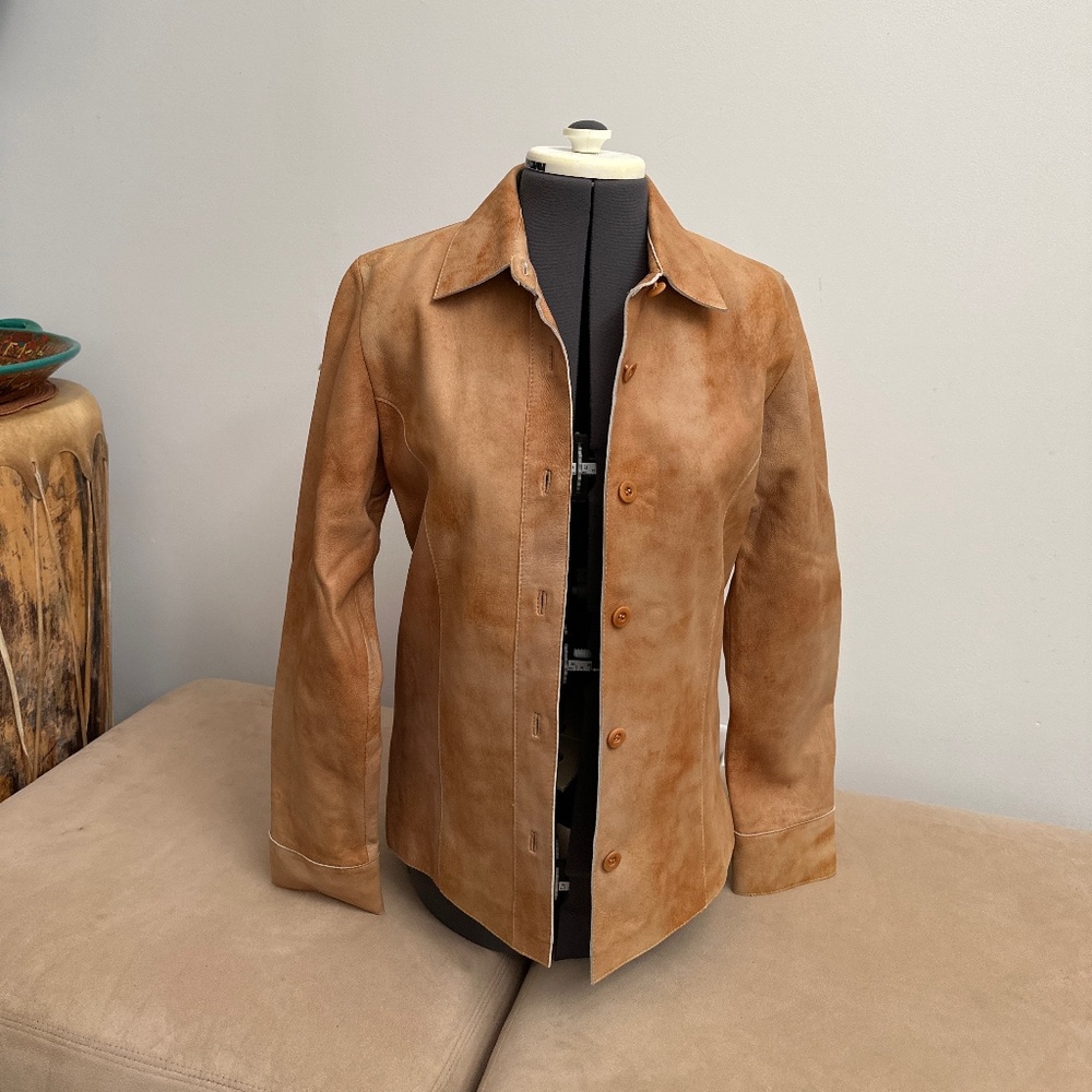 VERICCI Vintage Tan Leather Jacket / Shirt